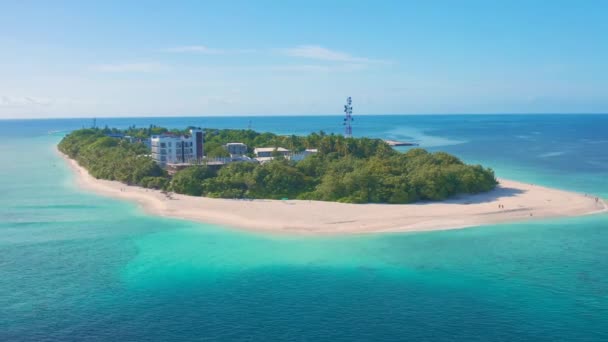 Ilha Tropical Local Ukulhas Maldivas Com Praia Areia Branca Água — Vídeo de Stock