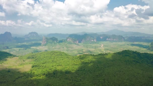 Вид Воздуха Красивые Горные Хребты Кхао Нгон Нак Провинция Краби — стоковое видео