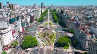 Dikilitaş ve 9 de julio Caddesi - Buenos Aires, Arjantin Buenos Aires şehrinin havadan görünümü