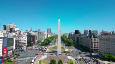 Dikilitaş ve 9 de julio Caddesi - Buenos Aires, Arjantin Buenos Aires şehrinin havadan görünümü