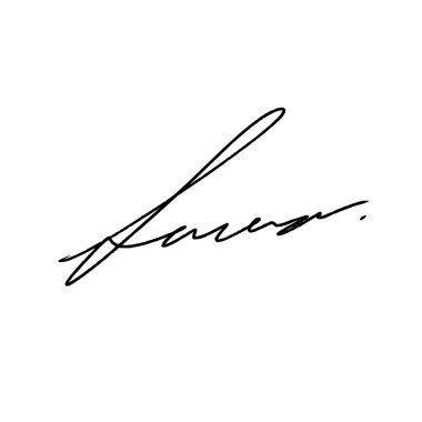 Şeffaf arkaplanda L. Vektör illüstrasyonu için soyut imza. Dijital kalem ve fırça biçimi kullanarak siyah yazma.