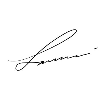 Şeffaf arkaplanda L. Vektör illüstrasyonu için soyut imza. Dijital kalem ve fırça biçimi kullanarak siyah yazma.