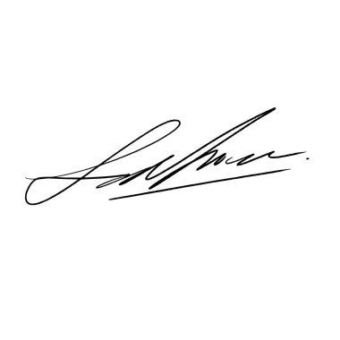 Şeffaf arkaplanda L. Vektör illüstrasyonu için soyut imza. Dijital kalem ve fırça biçimi kullanarak siyah yazma.