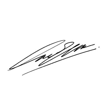 Şeffaf arkaplanda L. Vektör illüstrasyonu için soyut imza. Dijital kalem ve fırça biçimi kullanarak siyah yazma.