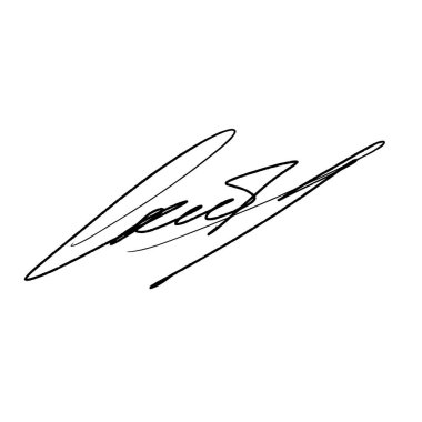 Şeffaf arkaplanda L. Vektör illüstrasyonu için soyut imza. Dijital kalem ve fırça biçimi kullanarak siyah yazma.