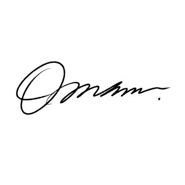 O harfi soyut imza fikirleri. Alfa kanallı vektör. O harfiyle başlayan soyut imza fikri. Fırça kalemiyle yapılmış bir resim. Raster dosya tipleri için siyah yazı rengi ve beyaz arkaplan ve vektör dosyaları için alfa kanalı.