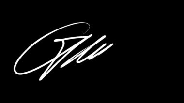 G harfiyle başlayan imzalar ve sonraki harfler deşifre edilemiyor. Siyah ekran için beyaz yazı ve yeşil ekran için siyah yazı. Video materyali ya da grafik için kullanılabilir. 