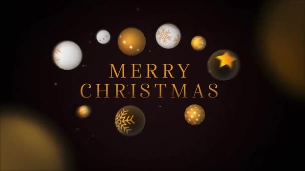 Merry Christmas Greeting Animation Video Design 인터넷 데이터베이스 황금색 성탄볼 — 비디오