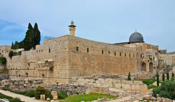 Foto Captura Bela Mesquita Masjid Aqsa Jerusalém Com Sua Icônica — Fotografia de Stock