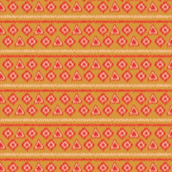 Ikat Ogee Art Бесшовный Узор Этническая Абстракция Традиционной Одежды Моды — стоковый вектор