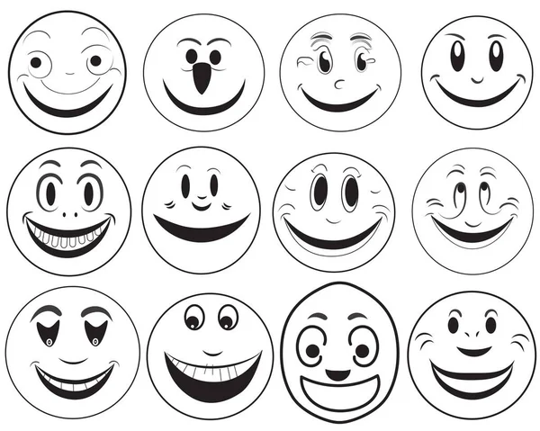 Mutluluk, üzüntü, gülümseme ve mizah gibi çeşitli duygu ve ruh hallerini ifade eden bir dizi emoji karalama ikonu..