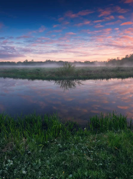 Beautiful Spring Sunrise River Bank Nature Ukraine — Stock Photo, Image