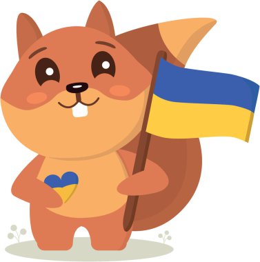 Squirrel with the flag of Ukraine