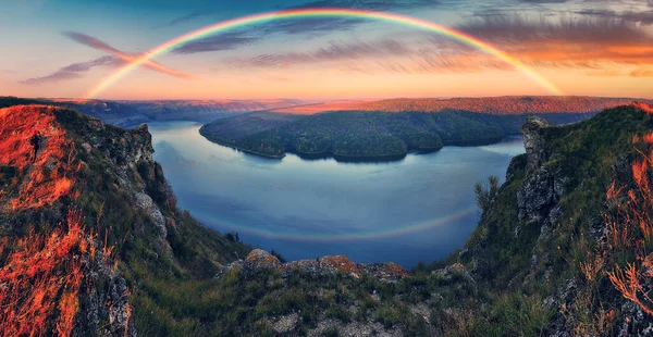 Colorful Rainbow River Canyon Autumn Landscape Nature Ukraine — Stock Photo, Image