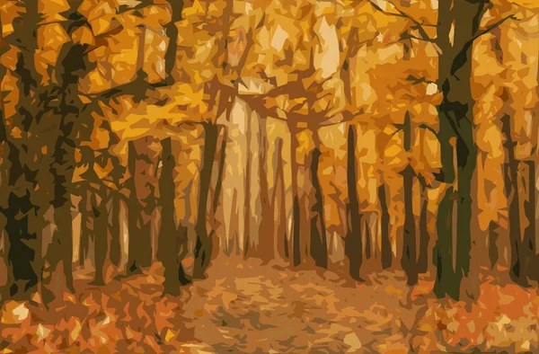Осенний Лес Фон Векторная Графика Тему Пейзажа — стоковый вектор
