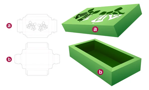 圣诞盒模版和3D模型 矢量图形