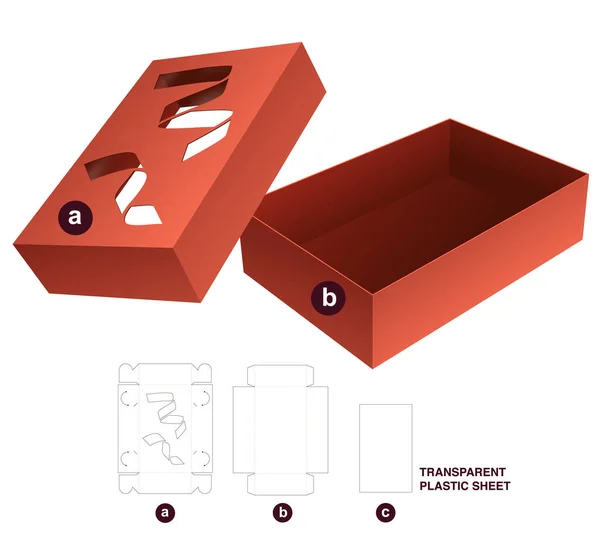 Stenciled Confetti Box Die Cut Template Mockup Ilustração De Bancos De Imagens