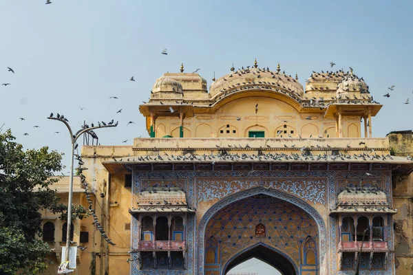 Rajasthan Şehir Sarayının Kapısı Tarihten Karışık Bir Babür Rajput Mimari — Stok fotoğraf
