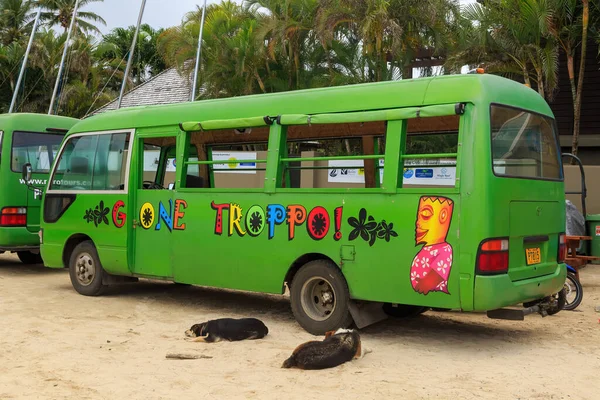 Autobús Turístico Gone Troppo Muri Isla Rarotonga Islas Cook Con — Foto de Stock