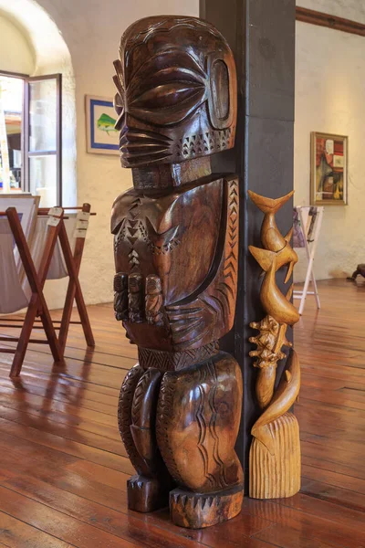 Esculturas Polinésias Uma Galeria Arte Avarua Rarotonga Ilhas Cook Outubro — Fotografia de Stock