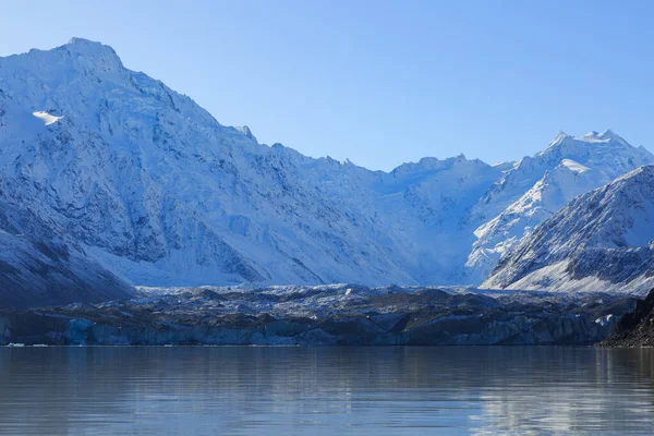 Tasmangletsjer Het Mount Cook National Park Nieuw Zeeland Gletsjer Eindigt — Stockfoto