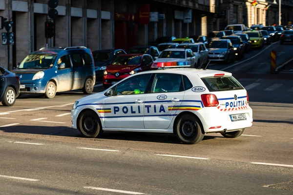 Ρουμανικό Αστυνομικό Αυτοκίνητο Politia Rutiera Στην Κυκλοφορία Του Βουκουρεστίου Ρουμανία — Φωτογραφία Αρχείου