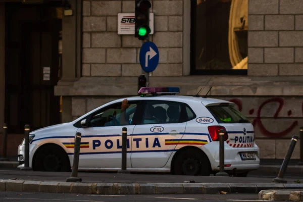 Поліцейський Автомобіль Дорожньому Положенні Politia Rutiera Бухаресті Румунія 2022 Рік — стокове фото