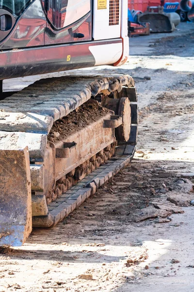 Detail Industrial Excavator Working Construction Site — Stock Photo, Image