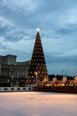 People at Bucharest Christmas Market in downtown Bucharest, Romania, 2022