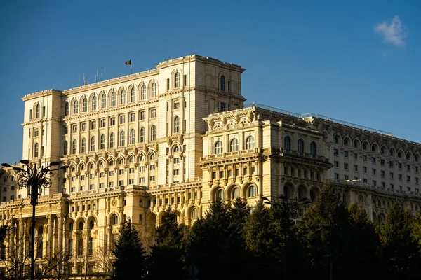 Λεπτομέρεια Παλατιού Της Βουλής Βουκουρέστι Ρουμανία — Φωτογραφία Αρχείου