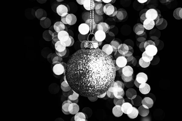 Decorated Christmas Ornaments Blurred Lights — Stock Photo, Image