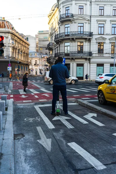 stock image People and tourists wander the streets of the Bucharest Old Town, Romania, 2022