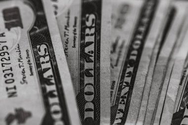 Para banknotları, Amerikan doları. ABD enflasyon ve ekonomi kavramı