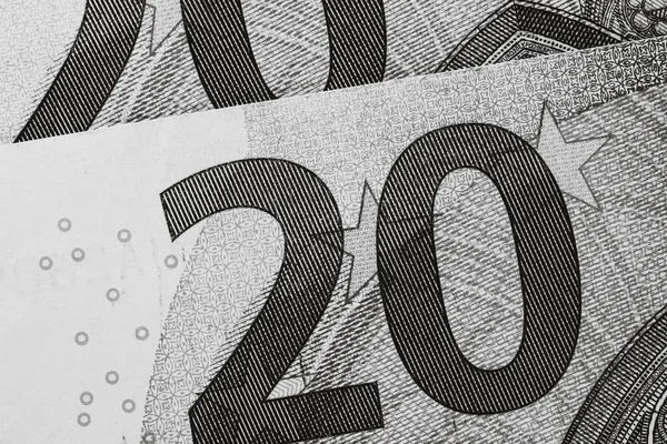 Euro Banknotlarının Detaylarına Özen Göster Euro Banknotlarının Makro Detaylarını Kapat — Stok fotoğraf