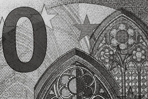 Selective Focus Detail Euro Banknotes Close Macro Detail Euro Banknotes — Stock Photo, Image