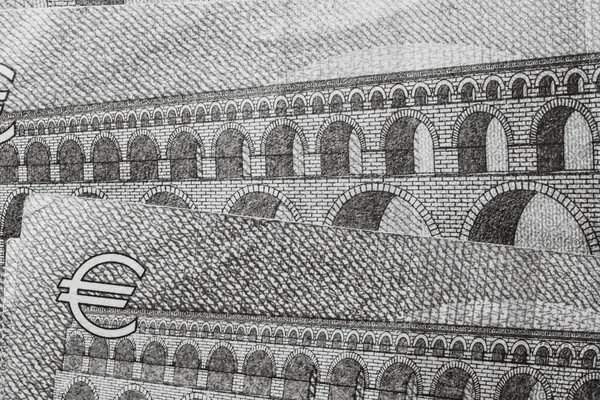Вибіркове Фокусування Деталях Банкнот Euro Закріпіть Макродеталі Банкнот Euro Концепція — стокове фото