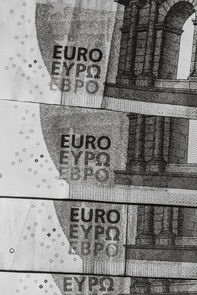 Selectieve Aandacht Voor Details Van Eurobankbiljetten Dicht Macro Detail Van — Stockfoto