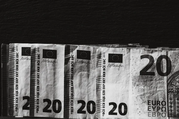 Επιλεκτική Εστίαση Στις Λεπτομέρειες Των Τραπεζογραμματίων Ευρώ Κοντινό Πλάνο Μακρολεπτομέρεια — Φωτογραφία Αρχείου