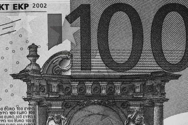 Selektiv Inriktning Detaljerna Eurosedlarna Närbild Makro Detaljer Sedlar 100 Euro — Stockfoto