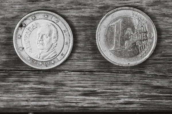 Nahaufnahme Makrodetail Der Euromünzen Detailfoto Der Eurowährung Geldkonzept — Stockfoto