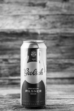 Grolsch Premium Pilsner Grolsch Birası. Bükreş, Romanya, 2023