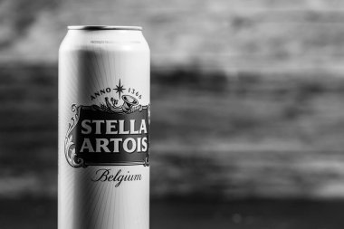 Stella Artois bira kutusu. Bükreş, Romanya, 2023