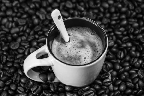 Svart Kaffekopp Frukostkaffekoncept — Stockfoto