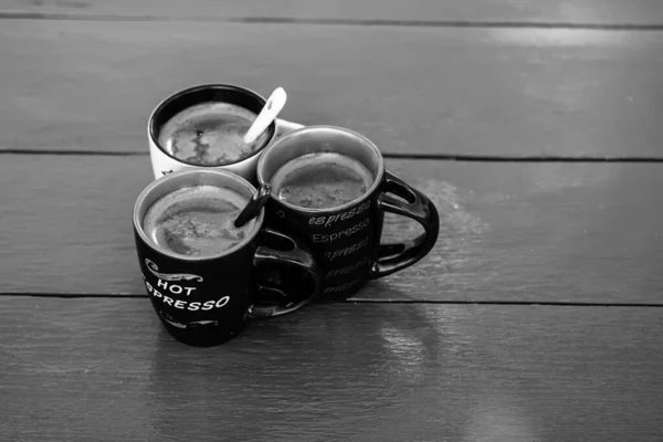 Černý Šálek Kávy Snídaně Káva Koncept — Stock fotografie