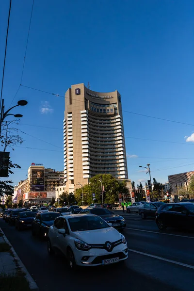 stock image Car traffic at rush hour, car pollution, traffic jam in Bucharest, Romania, 2022