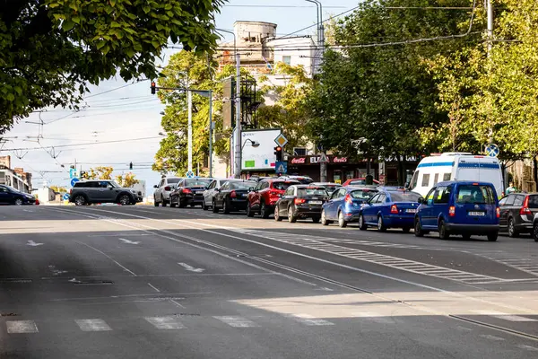 Autoverkeer Spitsuur Autovervuiling Files Boekarest Roemenië 2022 — Stockfoto
