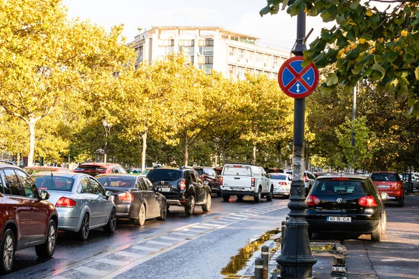 stock image Car traffic at rush hour, car pollution, traffic jam in Bucharest, Romania, 2022