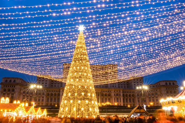 Bucharest Christmas market at night