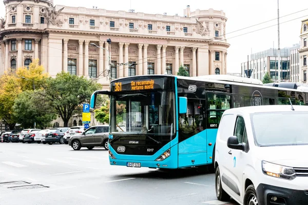 Автобус Пробке Общественный Транспорт Бухарест Румыния 2022 — стоковое фото