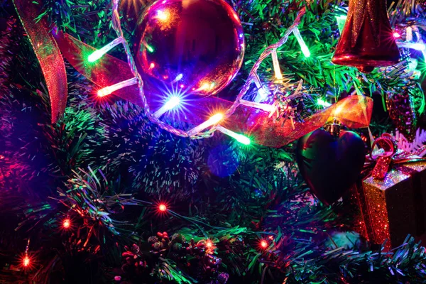 Karácsonyfa Dekorációk Karácsonyi Fények — Stock Fotó